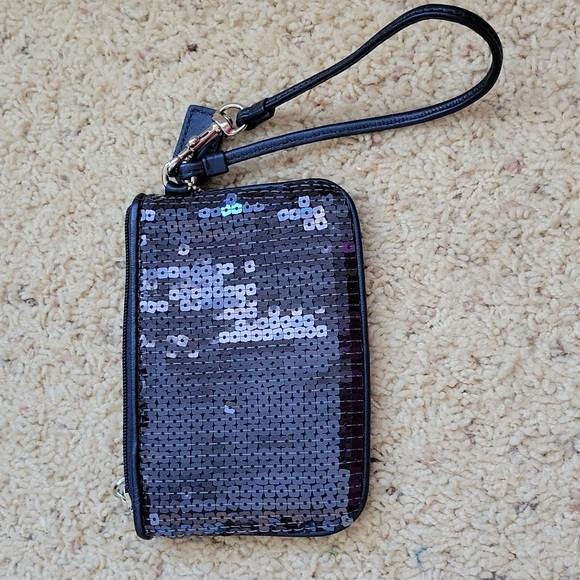Dark blue sequin Coach wristlet - Picture 2 of 3